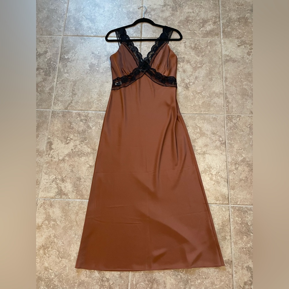 Abercrombie & Fitch Satin Slip Midi Dress